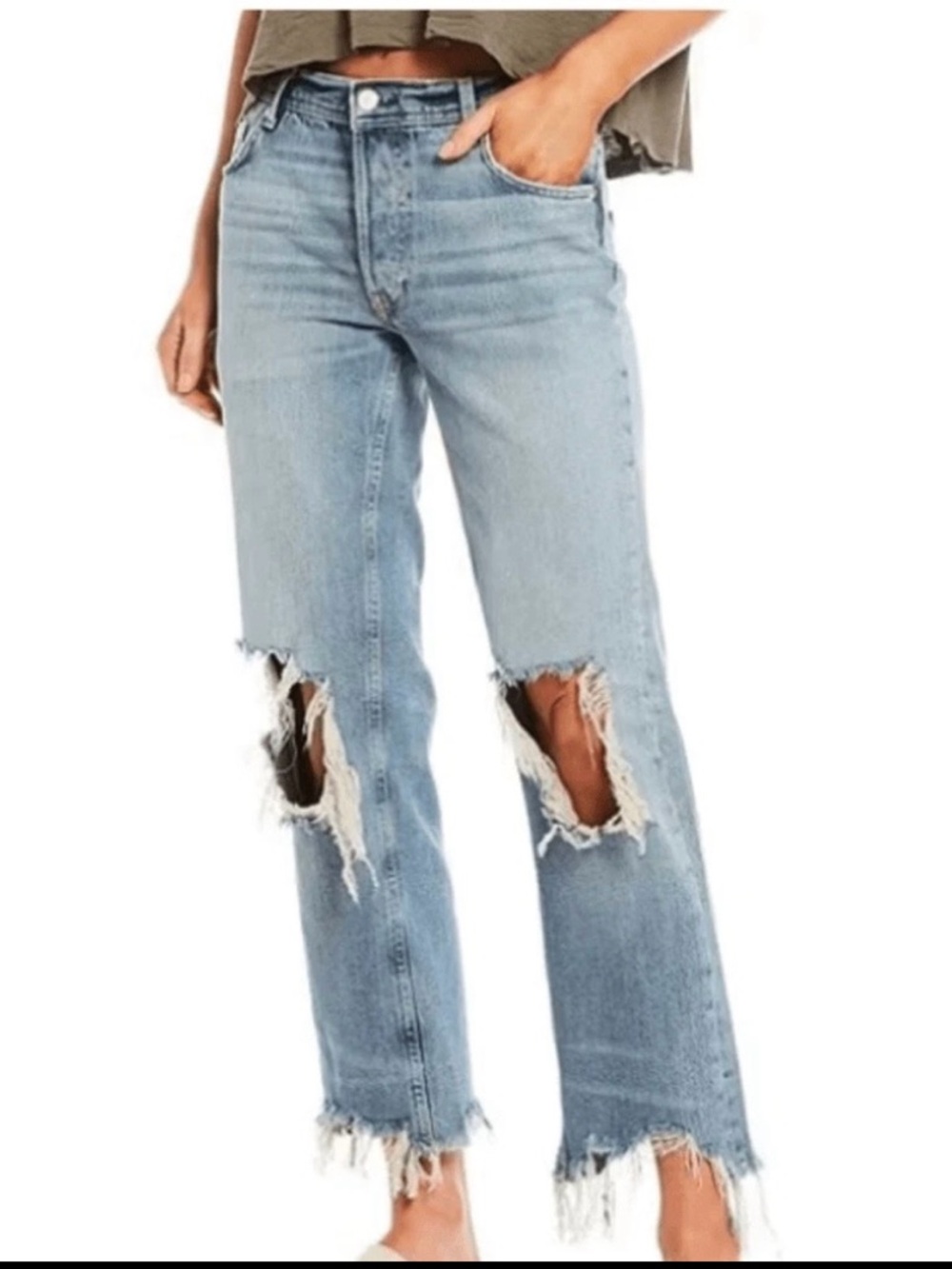 Free People We the Free Buttonfly Attaifjt Leg Jeans Size 27